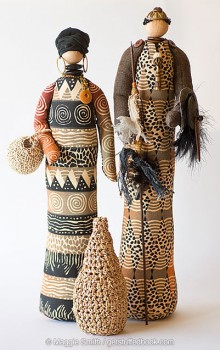 African fabric Stump Dolls, from Get Stuffed: shape, stuff and stitch